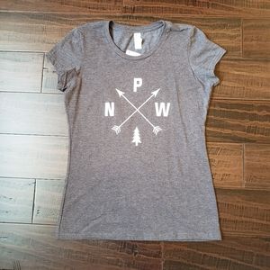Pacific Northwest PNW Gray Graphic Design Tee T-Shirt NWT Large